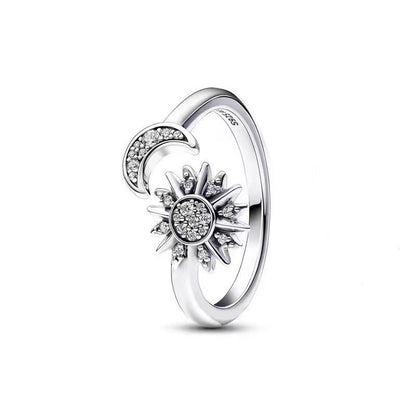 Adjustable Star and Moon Ring with Rhinestones - Trendy Radar