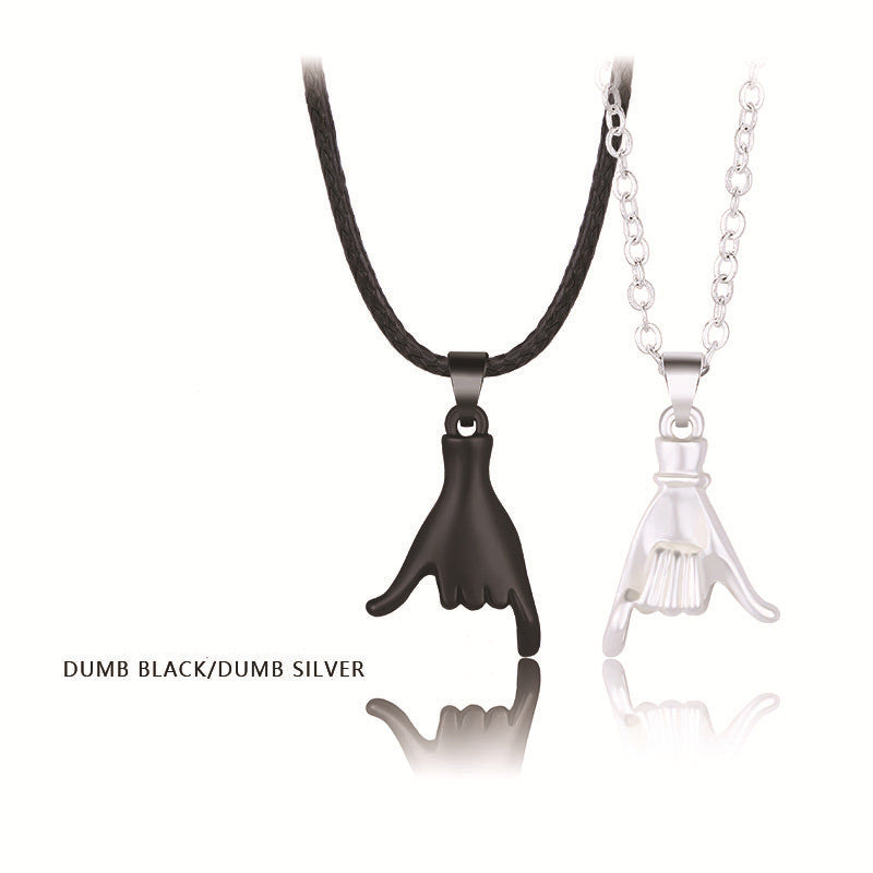 Holding Hands Couple Necklace, 2Pc Set