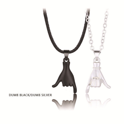 Holding Hands Couple Necklace, 2Pc Set