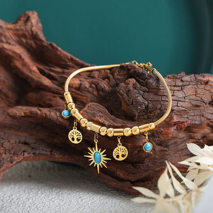 All - Match Sun Turquoise Pendant Necklace & Bracelet Set - Trendy Radar