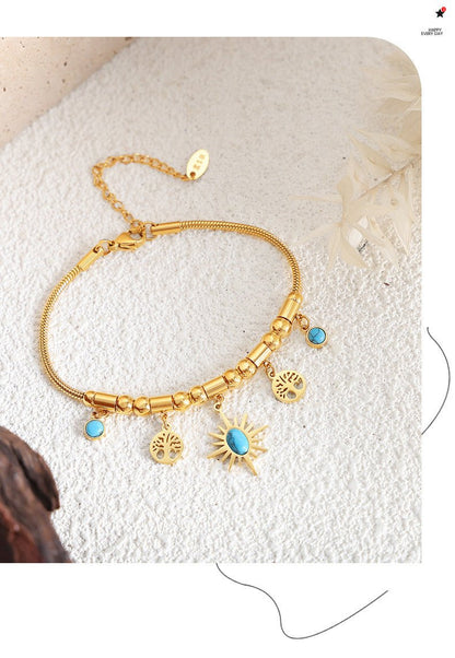 All - Match Sun Turquoise Pendant Necklace & Bracelet Set - Trendy Radar