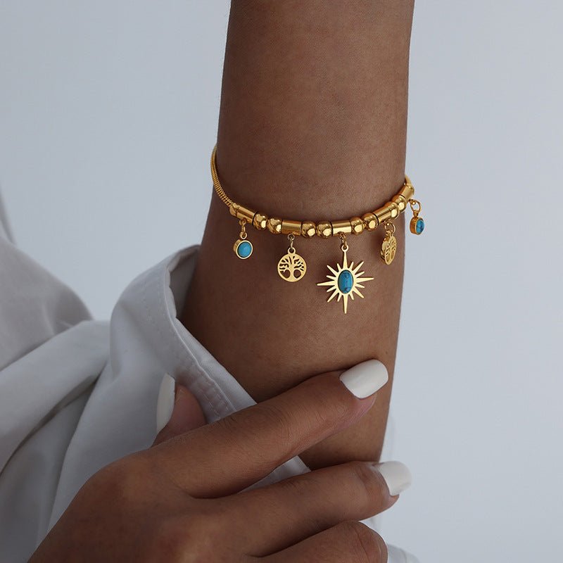 All - Match Sun Turquoise Pendant Necklace & Bracelet Set - Trendy Radar