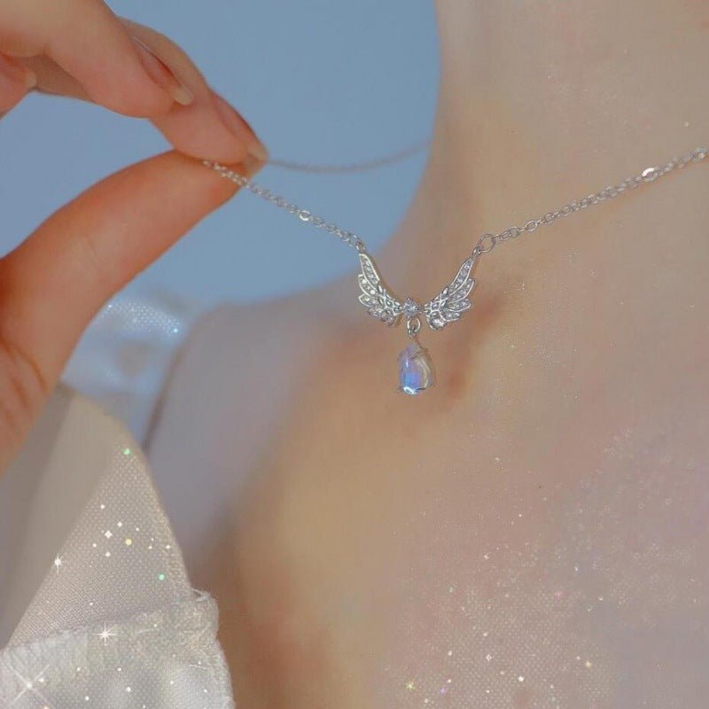Angel Wings Moonstone Necklace for Women - Trendy Radar