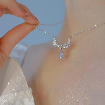 Angel Wings Moonstone Necklace for Women - Trendy Radar