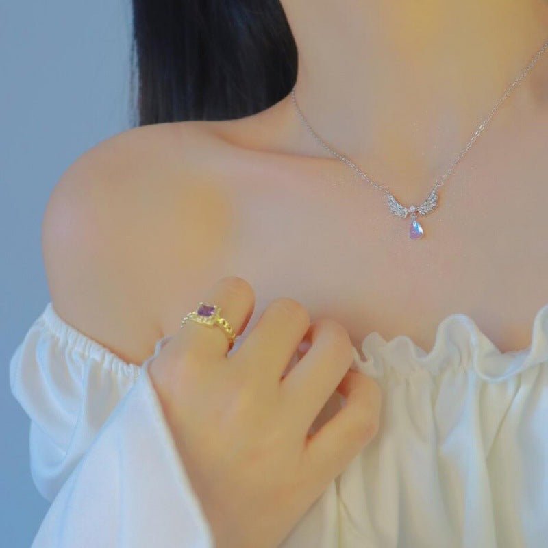 Angel Wings Moonstone Necklace for Women - Trendy Radar