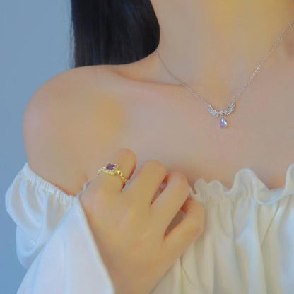 Angel Wings Moonstone Necklace for Women - Trendy Radar