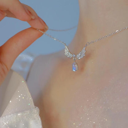 Angel Wings Moonstone Necklace for Women - Trendy Radar