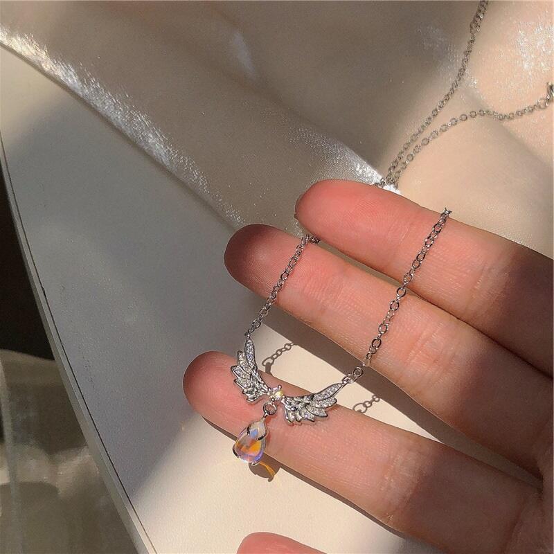 Angel Wings Moonstone Necklace for Women - Trendy Radar