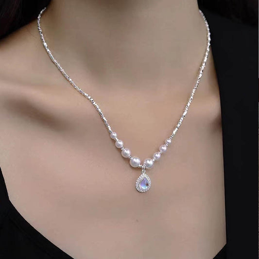 Ocean Blue Water Drop Pearl Necklace