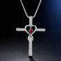 Infinity Love God We Trust Christian Cross Birthstone Crystal Pendant Necklace