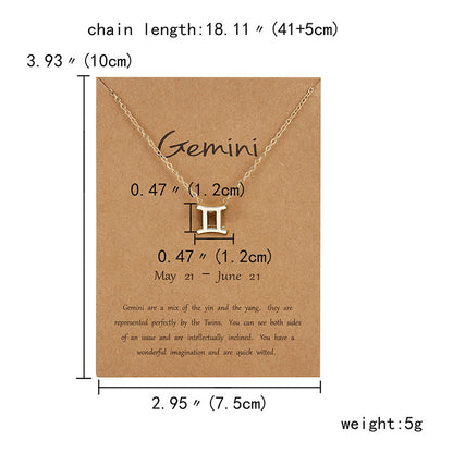 12 Zodiac Sign Constellation Pendant Necklace