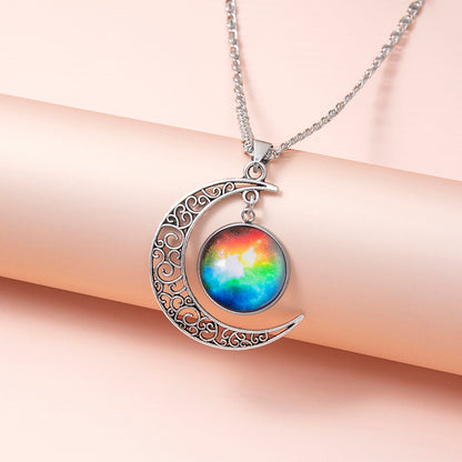 Galaxy Planet Star Glass Necklaces