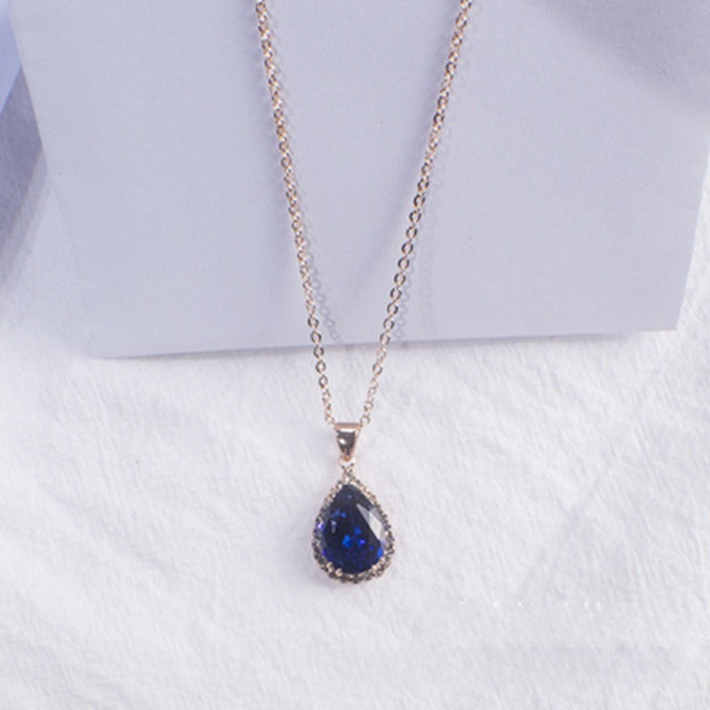 Water Drop Rose Gold Rhinestone Necklaces