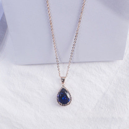 Water Drop Rose Gold Rhinestone Necklaces