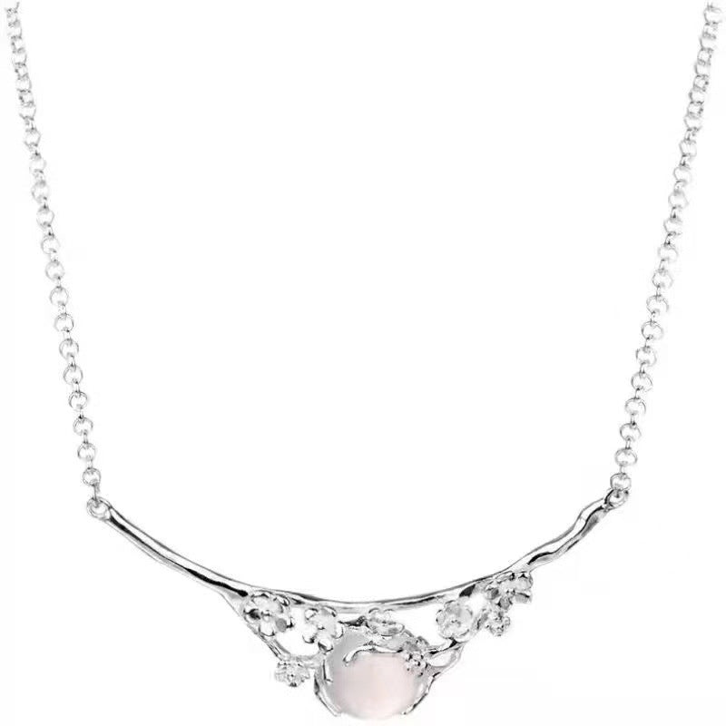 Moonlight White Chalcedony Plum Necklace