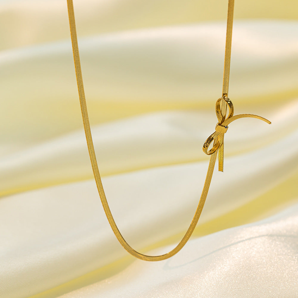 Minimalist Bowknot Necklace, Gold & Silver