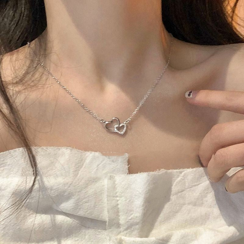 Ring Buckle Heart Clavicle Chain Necklace