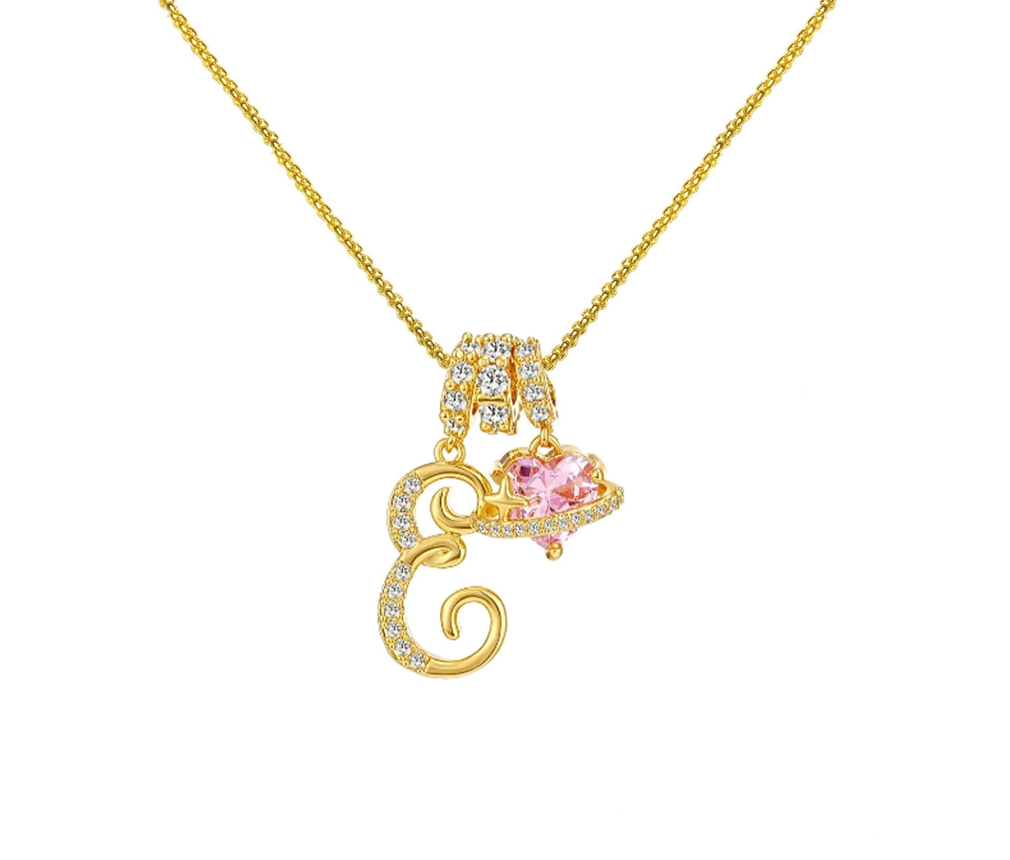 A-Z Alphabet Elegant Blue Heart Necklace with Zircons