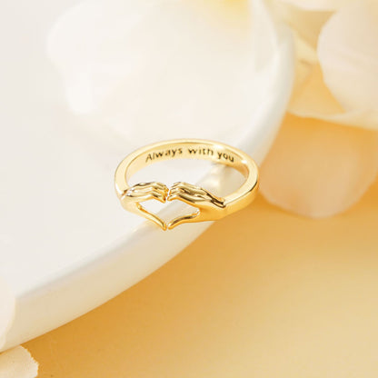 Romantic Hands Heart Couple Ring – Adjustable