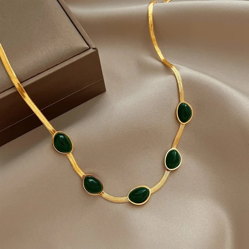 Green Stone Crystal Jewellery Set