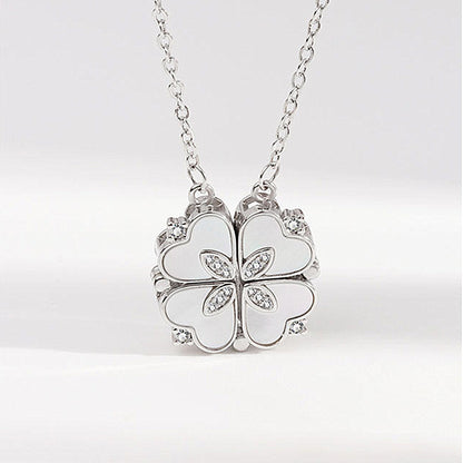Net Red Clover Enamel Necklace