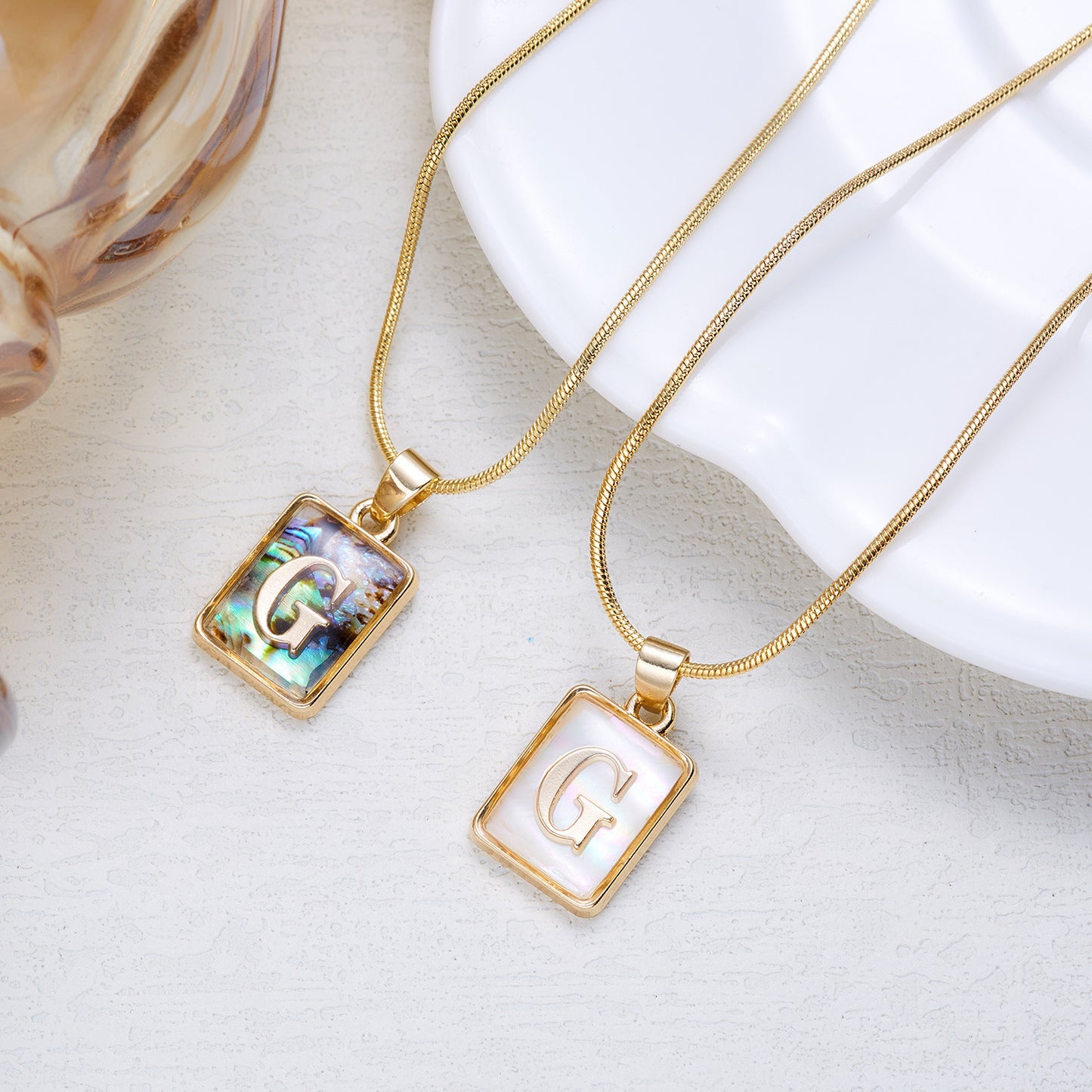 Luminous Pendant 26 Letter Square Necklace