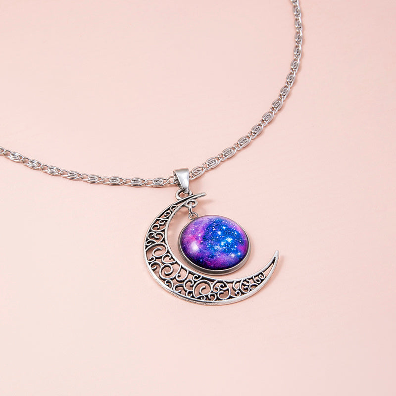 Galaxy Planet Star Glass Necklaces
