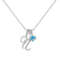 A-Z Alphabet Elegant Blue Heart Necklace with Zircons