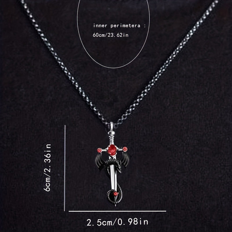 Retro Dragon Sword Pendant Necklace