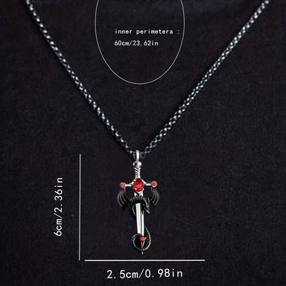 Retro Dragon Sword Pendant Necklace