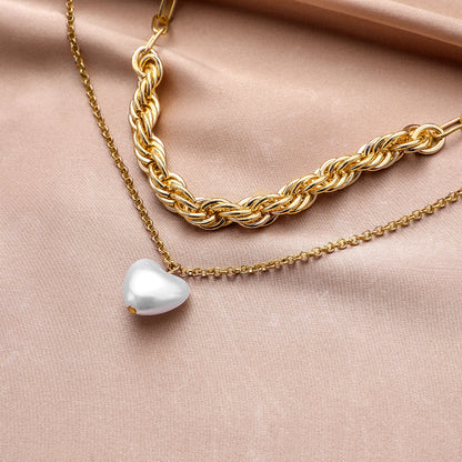 Gold Heart-Shaped Love Pendant Necklace