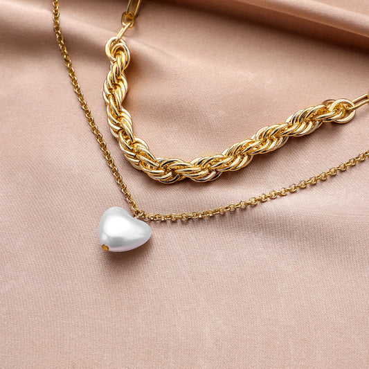Gold Heart-Shaped Love Pendant Necklace