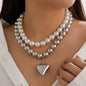 Ornament Pearl Heart Clavicle Chain Necklace