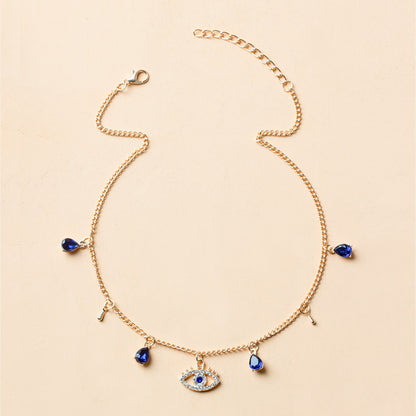 Gold Plated Blue Eye Crystal Necklace