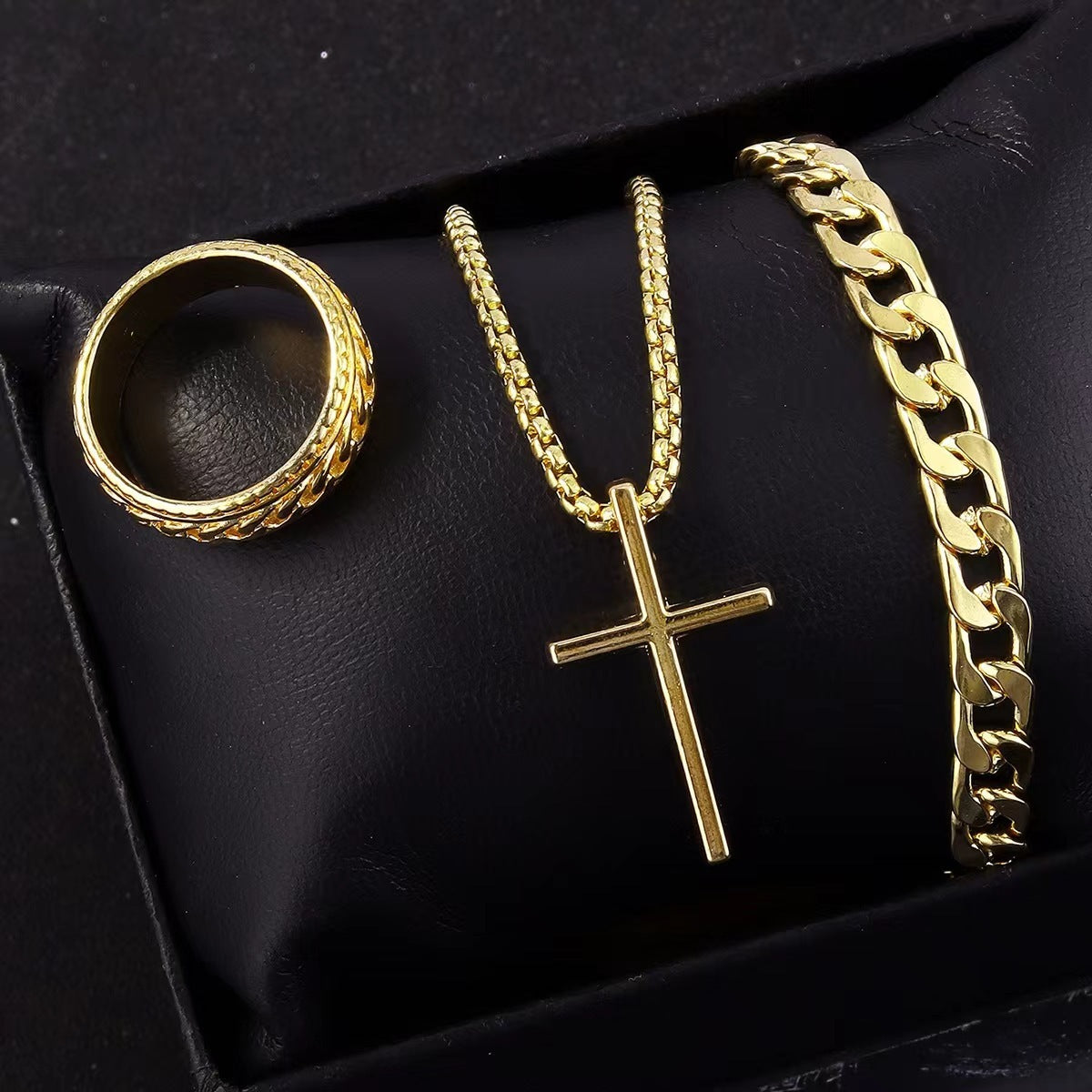 Cross Necklace, Ring & Bracelet Set