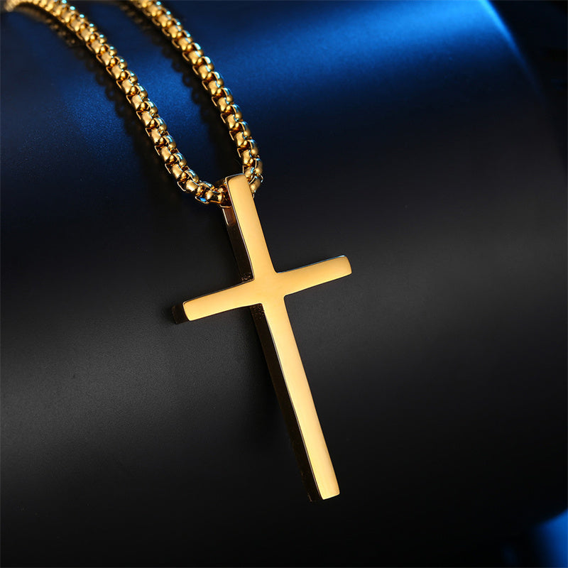 Simple Titanium Steel Cross Pendant Necklace