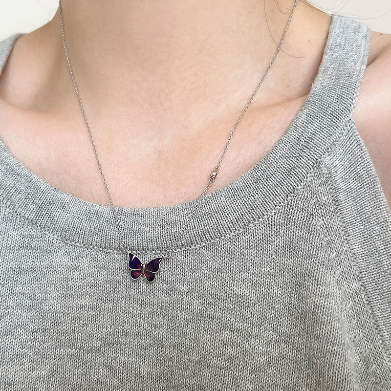 Colour Changing Butterfly Necklace Silver