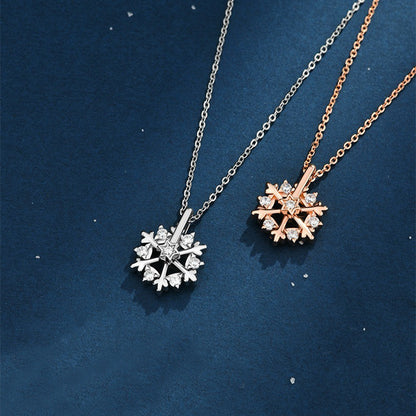 Rotatable Spinning Snowflake Pendant Necklace