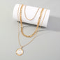 Retro Round Brand Multi-Layer Necklace