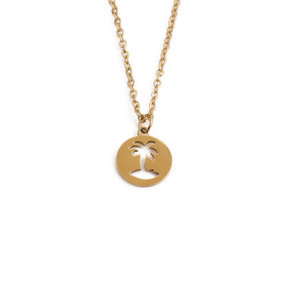 Hollow Coconut Tree Pendant Necklace