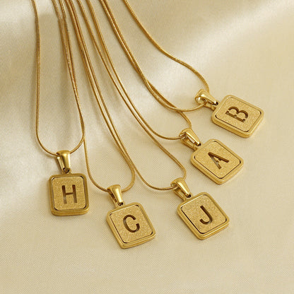 Alphabet Necklace 26 Letters Hollow Out Square