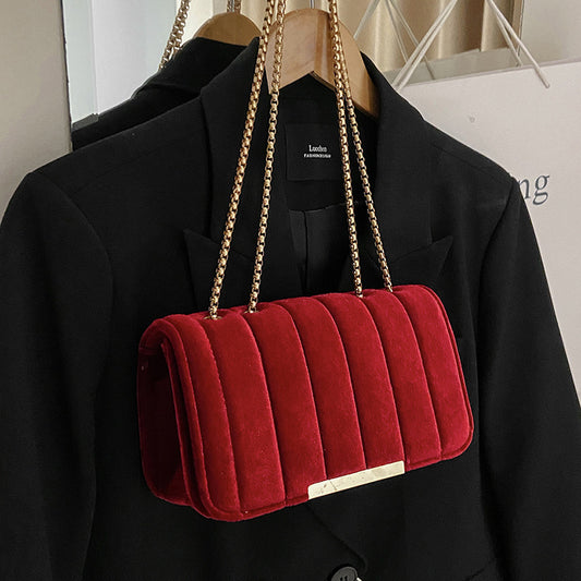 Shoulder Velvet Chain Crossbody Bag