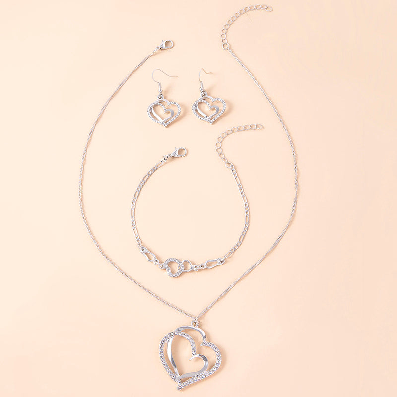Romantic Crystal Heart Jewelry Set for Women