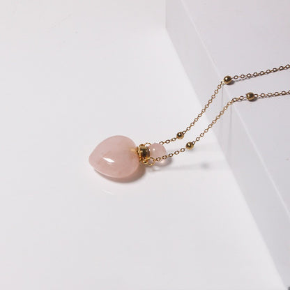 Natural Heart Crystal Perfume Bottle Necklace