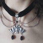 Gothic Long Sword Black Rose Earrings & Necklace Set