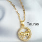 Golden Twelve Constellation Pendant Necklace