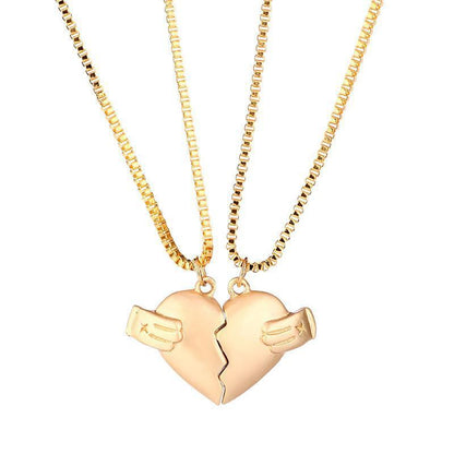 2pcs Heart-Broken Shape Pendant Necklace