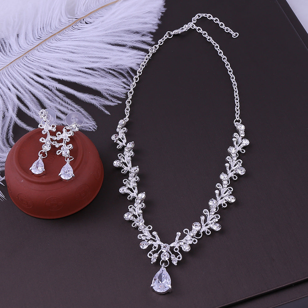 Bridal Rhinestone Zircon Necklace & Earring Set