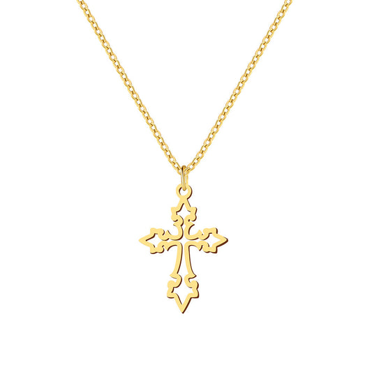 Retro Hollow Cross Gothic Necklace
