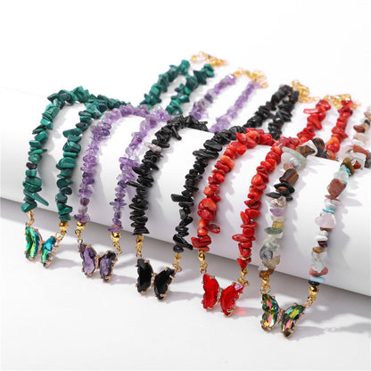 Simple and Versatile Butterfly Natural Stone Necklaces
